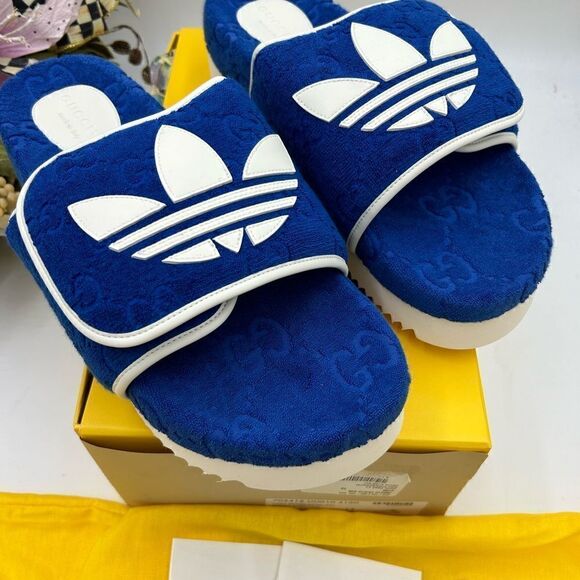 Men’s Gucci, X Adidas monogram, GG slides size 13 made in Italy - Picture 2 of 9